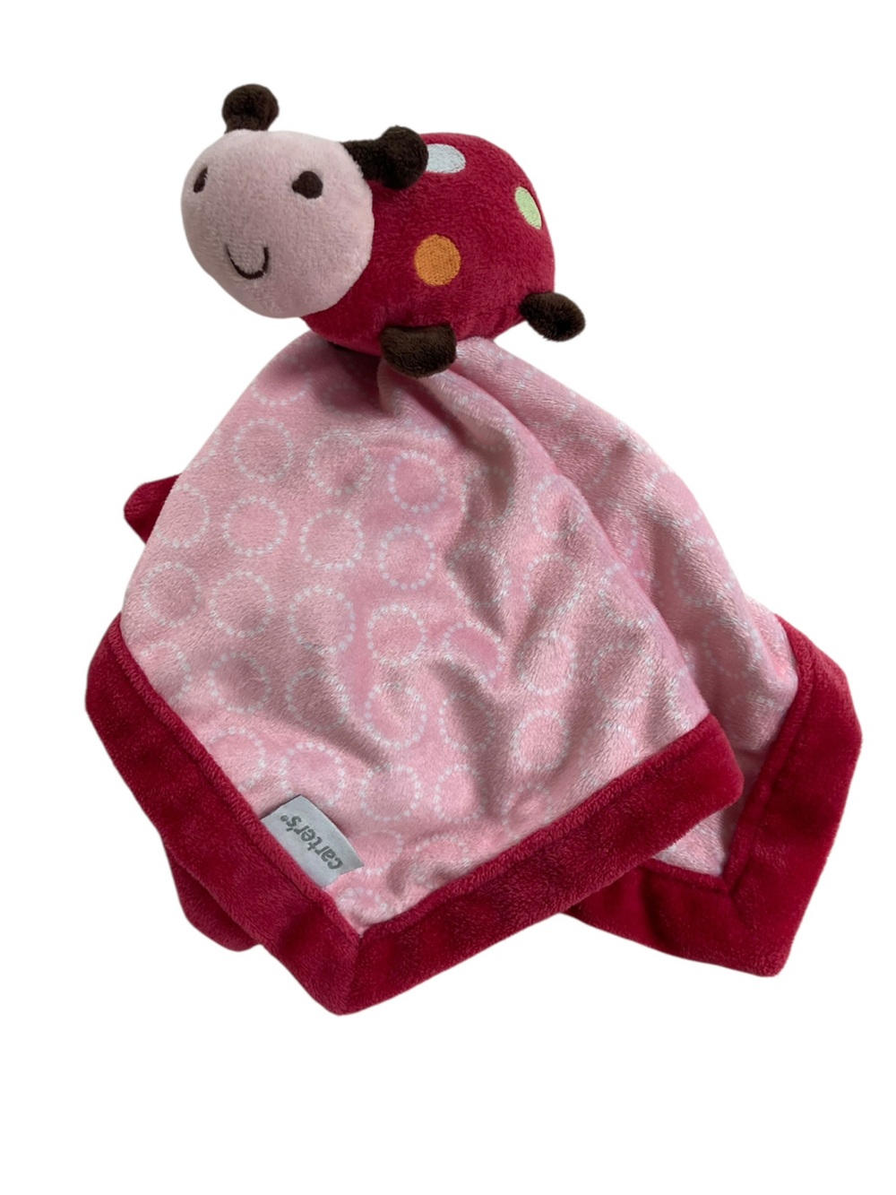 Carter’s Ladybug‎ Plush 13” Lovey Security Blanket Circles Pink.